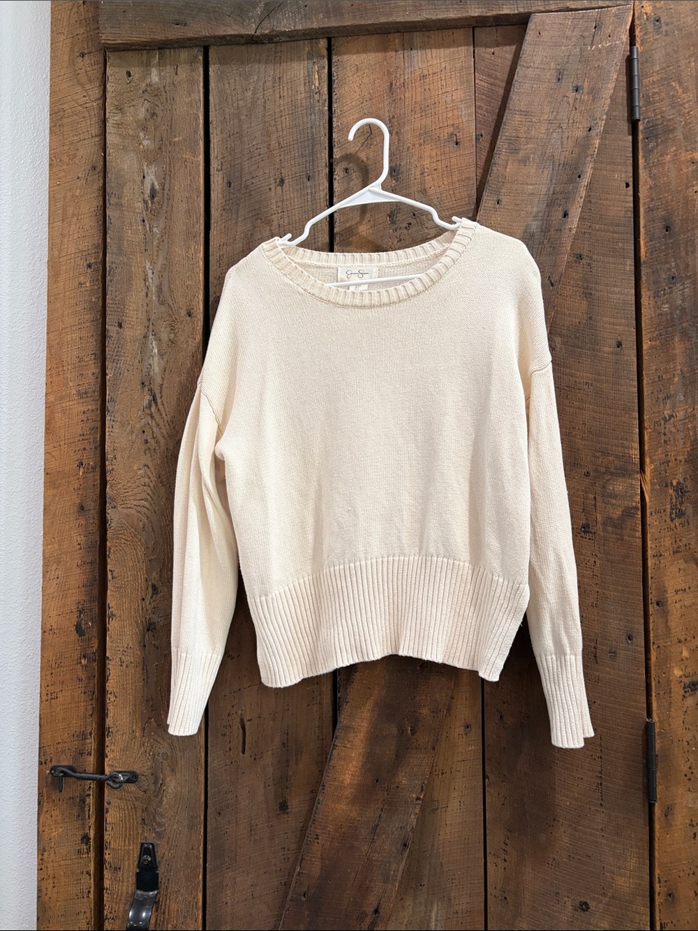 Jessica Simpson Cream Scoop Neck Knit Sweater